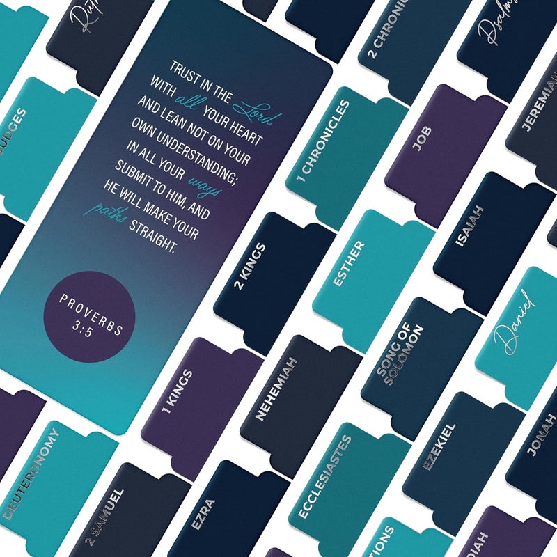 OFFILICIOUS Bible Book Tabs, 100 Silver, Soft-Touch, Laminated Bible Tabs for Study Bible, Durable Tabs for Bible, Protestant & Catholic Bible Tabs Large Print, Purple & Blue Bible Tabs for Women & Men - Image 1